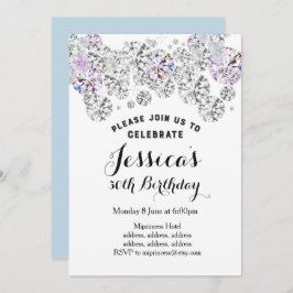 diamante BLANCO elegante, invitación de cumpleaños