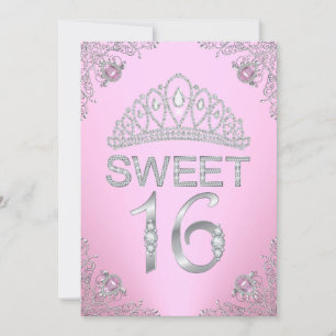 Diamante de corona de Pretty Pink Invitación para 