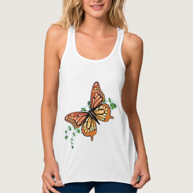 Diamante de imitación Monarch Butterfly Tank Top (Anverso)