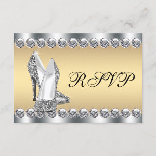 Diamante de plata Bling RSVP del oro de la mujer