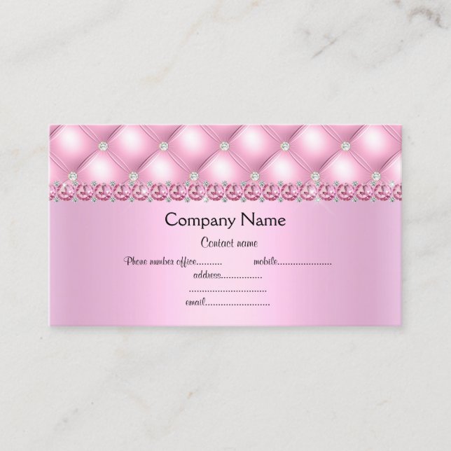 diamante de tarjeta de negocios rosa y elegante se (Anverso)