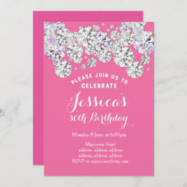 diamante elegante PINK, invitación al cumpleaños d