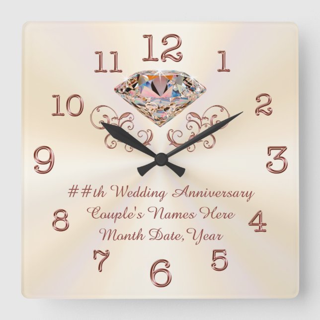 Diamante personalizado, reloj de aniversario de or (Anverso)