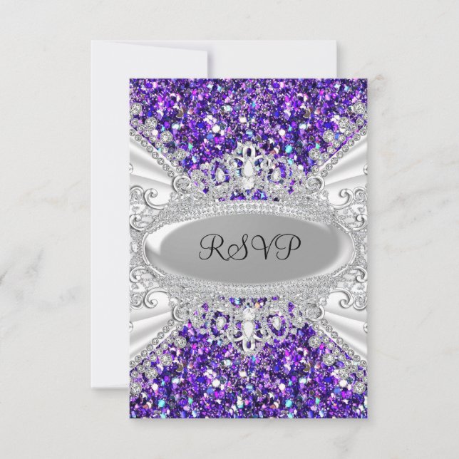 Diamante Purpurina morado Tiara Sweet 16 RSVP 2 (Anverso)