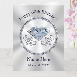 Diamante, tarjetas de cumpleaños número 60 persona