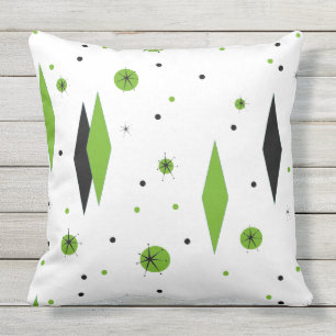 Diamante verde retro y almohada al aire libre de
