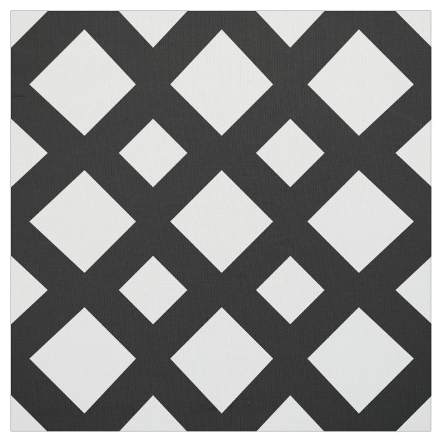 Diamantes blancos en tela geométrica negra (Retal)