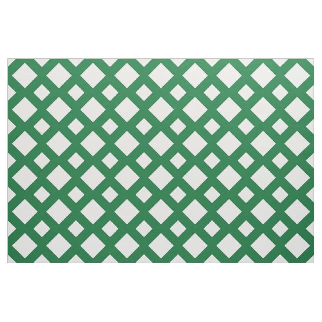 Diamantes blancos en tela geométrica verde ("Cuarto gordo" (fat quarter))