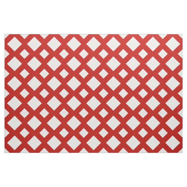 Diamantes blancos geométricos en tela roja ("Cuarto gordo" (fat quarter))