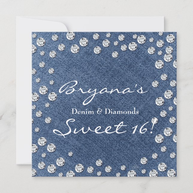 Diamantes de Denim Dulce esparcido 16 Invitación (Anverso)