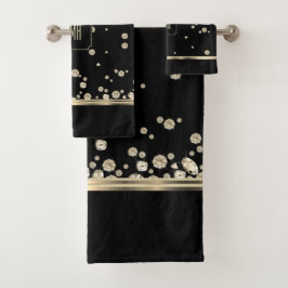 Diamantes de joyas doradas en negro con monograma