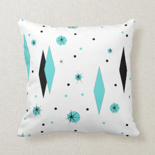 Diamantes de la turquesa y Cojín decorativo retro
