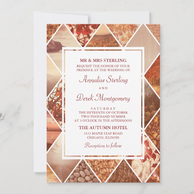 Diamantes de otoño| Invitación a la boda otoño (Anverso)