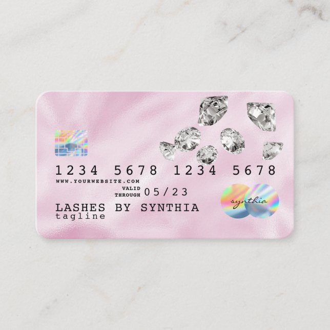 Diamantes de tarjetas de crédito de Unicornio rosa (Anverso)