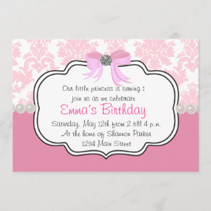 Diamantes e invitación rosados del damasco de las