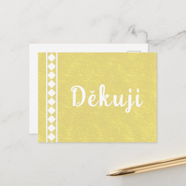 Diamantes en una postal checa de agradecimiento (Anverso/Reverso In Situ)
