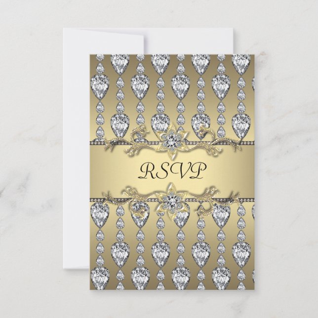 Diamantes Negro y Oro Todo Ocasión Fiesta RSVP (Anverso)