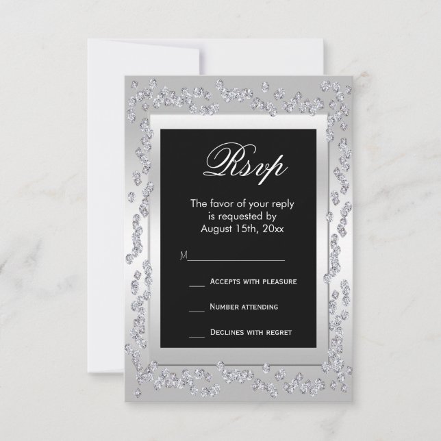 Diamantes plateados de estilo 60.ª Boda RSVP (Anverso)