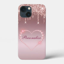 Diamantes rosas IPhone 13 Fundas