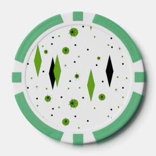 Diamantes verdes retro y crías de póquer de esta