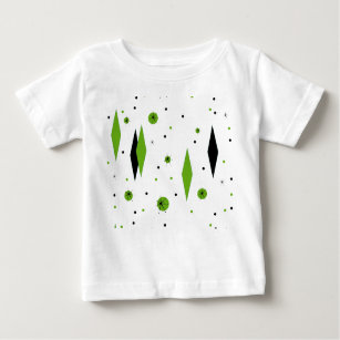Diamantes verdes retro y estallidos camiseta bebé