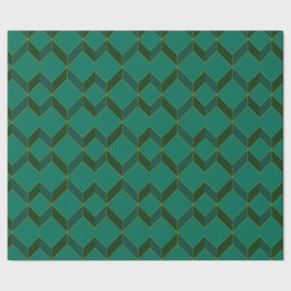 Diamantes verdes y dorados Art Deco Papel de envol