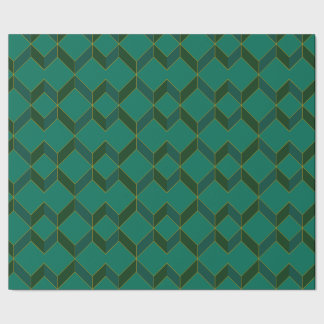Diamantes verdes y dorados Art Deco Papel de envol