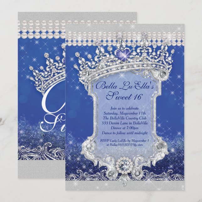 Diamantes y dulces dulces 16 invitaciones de quinc (Anverso / Reverso)