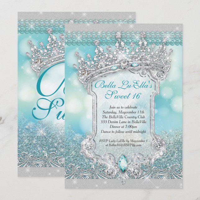 Diamantes y dulces dulces 16 invitaciones de quinc (Anverso / Reverso)