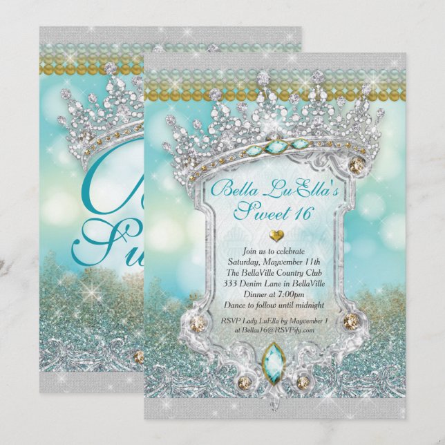 Diamantes y dulces dulces 16 invitaciones de quinc (Anverso / Reverso)