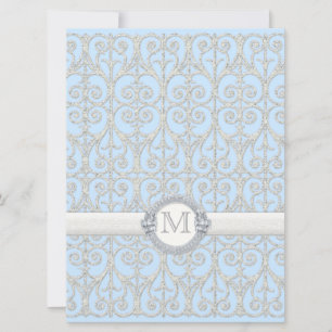 Diamantes y encaje, invitación a la boda monograma