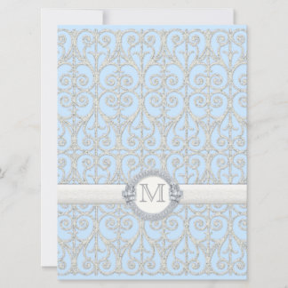 Diamantes y encaje, invitación a la boda monograma