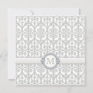 Diamantes y encaje, invitación a la boda monograma