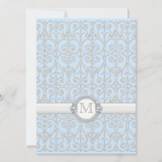 Diamantes y encaje, invitación a la boda monograma