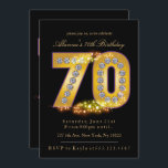 Diamantes y oro, 70 invitaciones de cumpleaños<br><div class="desc">Diamantes y oro,  70 invitaciones de cumpleaños. Estas glamorosas invitaciones de cumpleaños 70 tienen un brillante,  dorado "70" en diamantes delineados en un color púrpura bonito. ¡Esta es una bonita invitación para el glamuroso cumpleaños 70! En Metro-Event.com y Metro-Events on Zazzle se ofrecen suministros y decoraciones de fiesta adicionales.</div>
