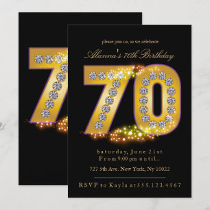 Diamantes y oro, 70 invitaciones de cumpleaños