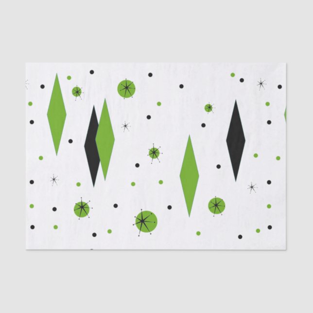 Diamantes y papel seda verdes retros de Starbursts (Anverso)