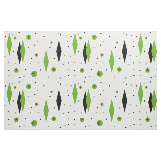 Diamantes y tela de algodón verdes retros de ("Cuarto gordo" (fat quarter))