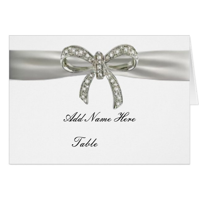 Diamond Bow Boda Table Place Card (Anverso (Horizontal))