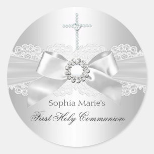 Diamond Bow & Cross First Holy Communia Pegatina