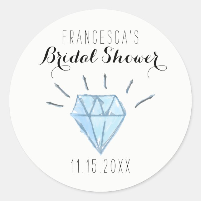Diamond Bridal Shower Favor Pegatinas - Gracias (Anverso)