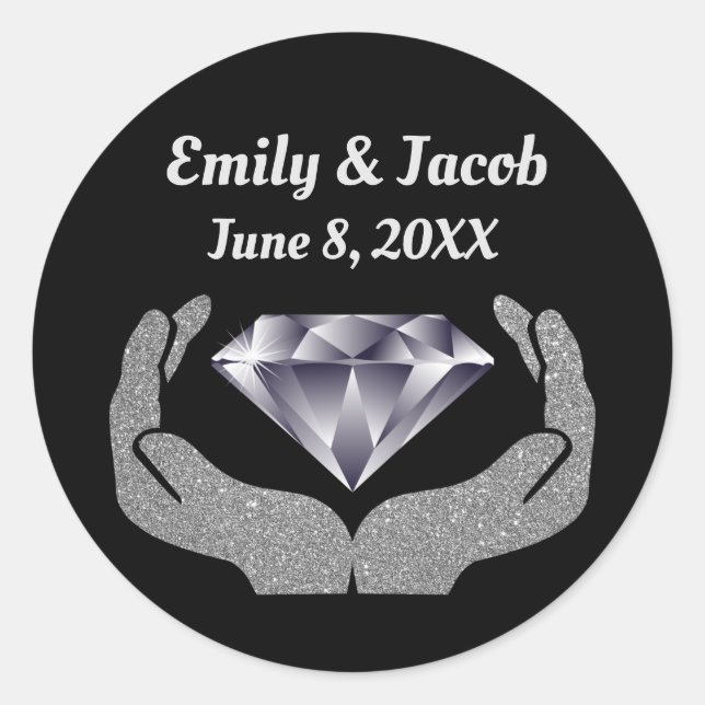 Diamond Hands Boda Pegatina redondo clásico (Anverso)