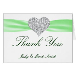 Diamond Heart Green Boda Gracias Tarjeta