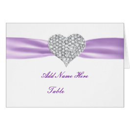 Diamond Heart Purple Boda Table Place Card
