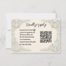 Diamond Heirloom Código QR Boda Tarjeta RSVP