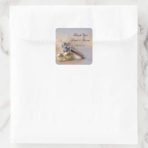 Diamond Ring Pearls Boda Gracias Etiqueta De Favor