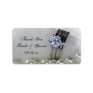 Diamond Rings Pearls Boda Gracias Etiqueta De Favo