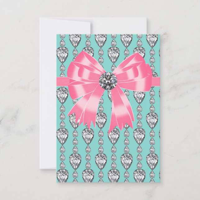 Diamonds Rosa Azul Turquesa Fiesta RSVP (Anverso)