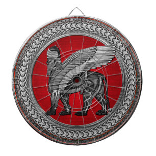 Diana [200] León alado asirio: Lamassu plateado y negro