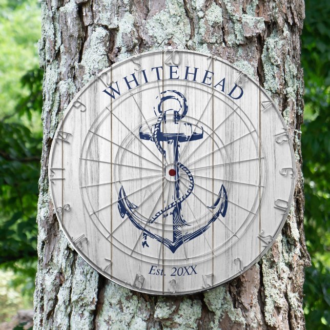 Diana Ancla de monograma náutico madera blanca (Personalized nautical anchor design. Great for a family reunion, wedding, or family gift.)